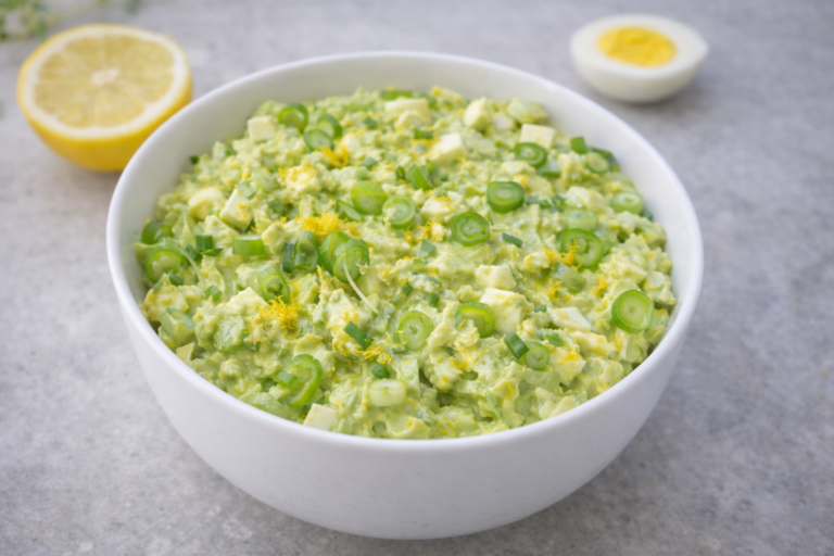Avocado egg spread with lemon and fresh herbs