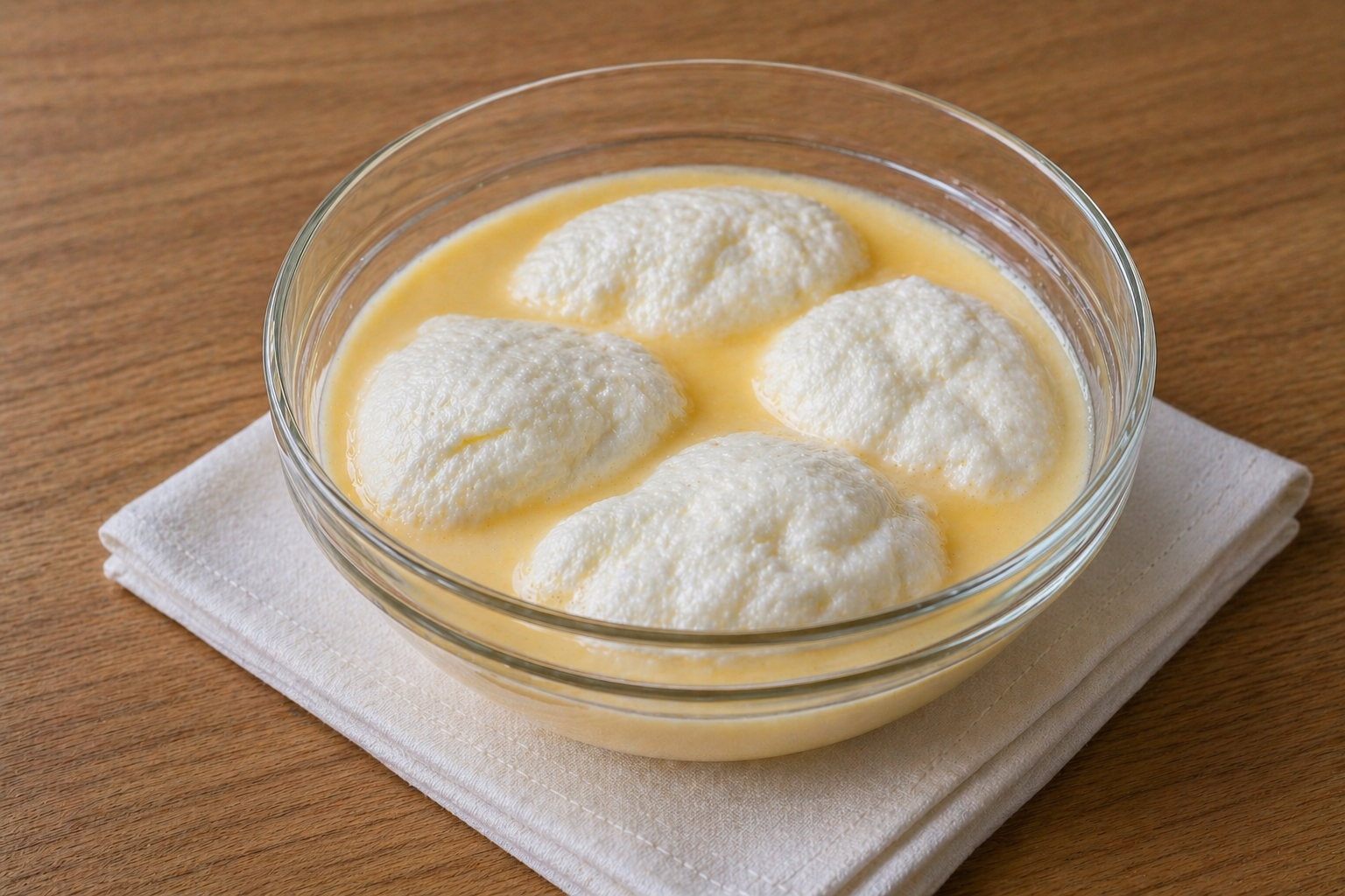 Bird’s milk dessert with vanilla custard and fluffy meringue clouds