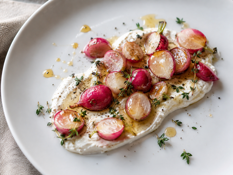 Roasted radishes with whipped feta, honey and thyme